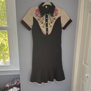 Floral Embroidered Pearl Detail Dress